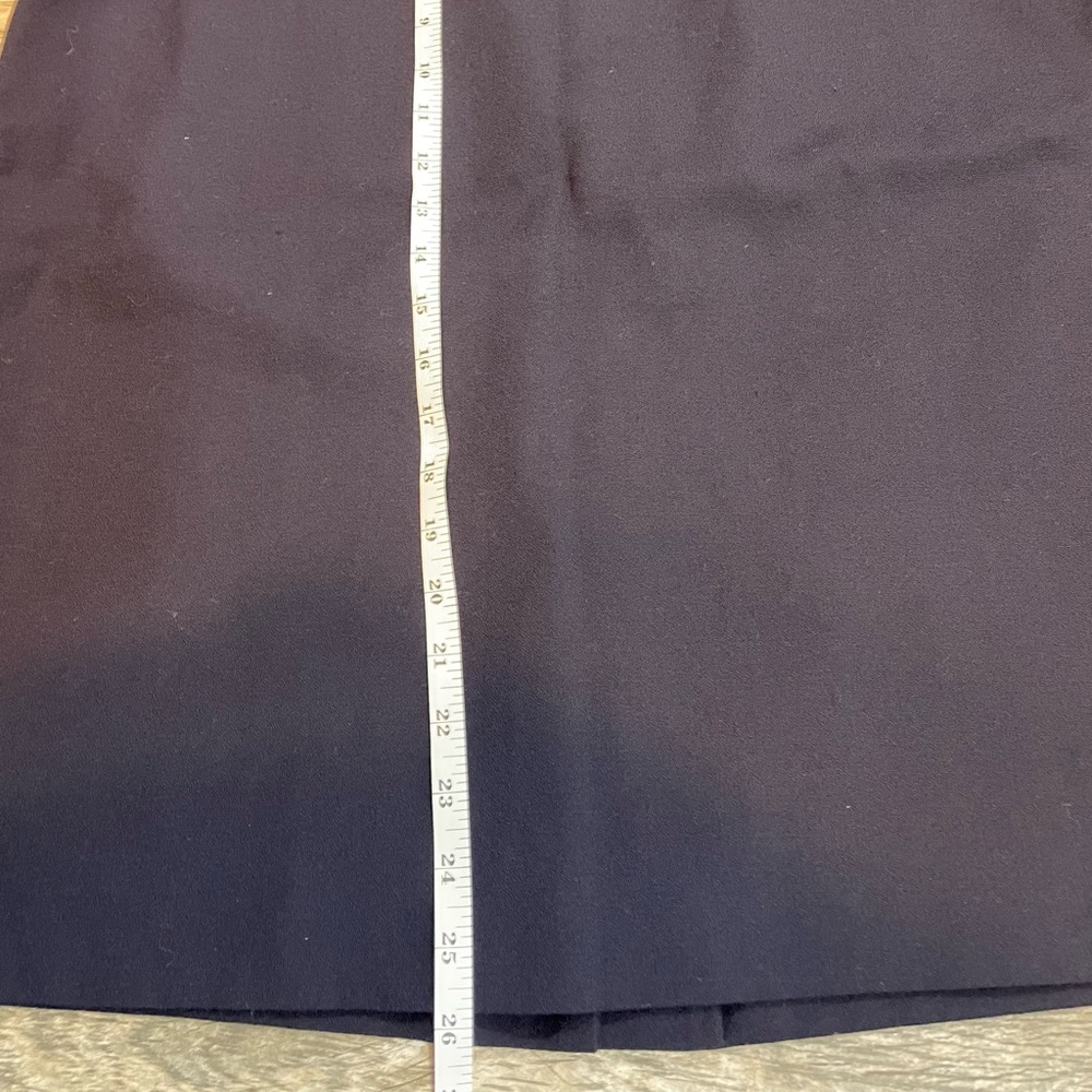 wool navy blue skirt zipper & button back closure size 16 vintage flattering - Picture 11 of 13